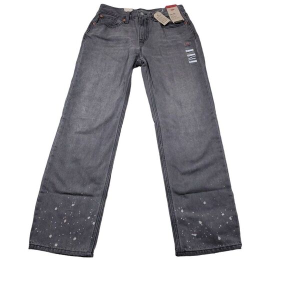 Levi’s Low Pro Stonewash Mid Rise Relaxed Straight Gray Bleach Splatter Size 28 - Picture 2 of 13